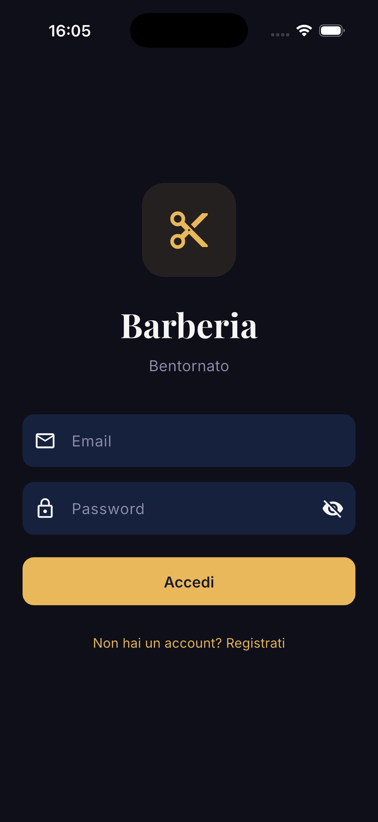 App barbiere login - accesso rapido alla barberia